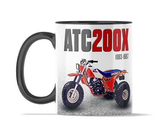 Honda ATC 200X 11 ounce coffee mug by Flippin' Mud, available on Vintage-ATV.store