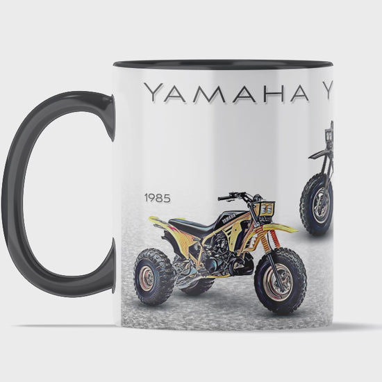 Yamaha Tri-Z 250 ’All Years’ 11 ounce coffee mug by Flippin’ Mud, available on Vintage-ATV.store, Vintage-ATV.com and FlippinMud.com